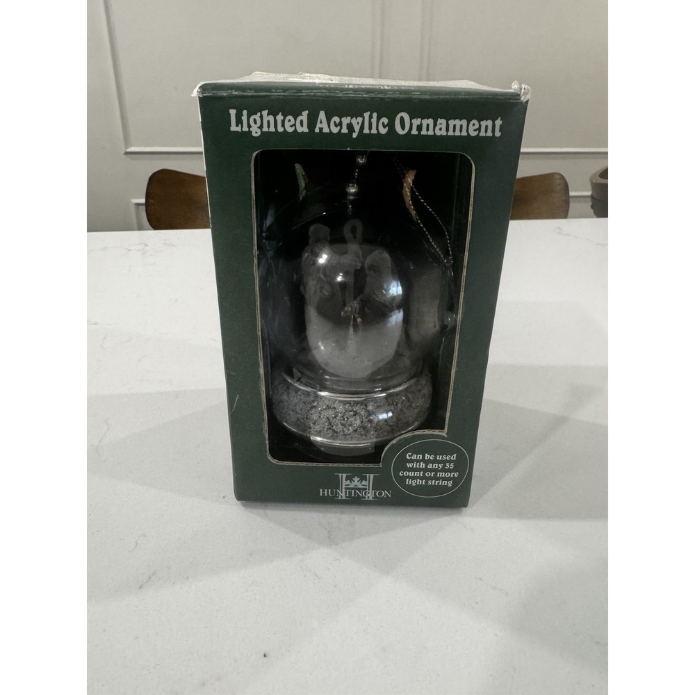 Huntington Lighted Acrylic Joseph, Mary and baby Jesus Ornament 4.5x3 inch